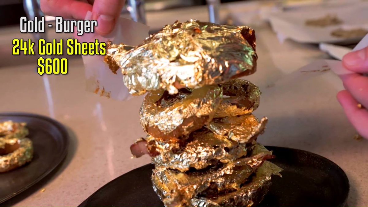 O Xrhsths Crown Gold Exchange Sto Twitter A Gold Burger From The Guys Of Epic Meal Time Show Ingredients Wrapped In 24k Gold Sheets Would Shovel This Thing Down Cge Gold Burger Video