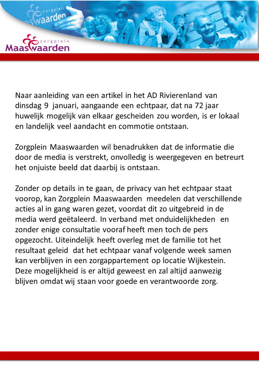 Media-aandacht voor Zorgplein Maaswaarden en de reactie van onze kant, want die mag ook wel eens gegeven worden. <a href="/ADrivierenland/">AD Rivierenland</a> <a href="/hallonederland/">Hallo Nederland</a>