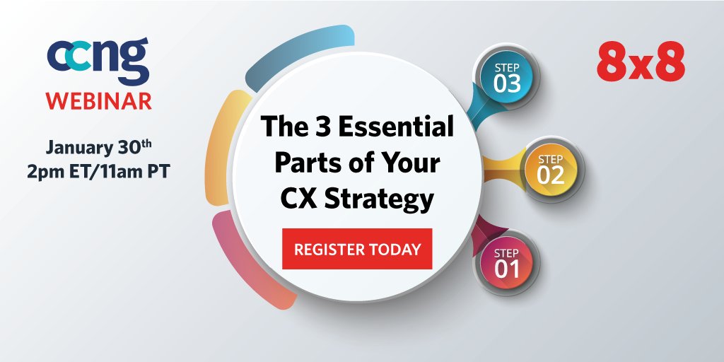 8x8's tweet photo. Register Now! @CCNGNetwork and @8x8  @altonjharewood discuss 3 Must-Haves on the Path to a Better #CustomerJourney #cctr #cx 
https://t.co/2La2A0idgw https://t.co/ogqC83fhqR