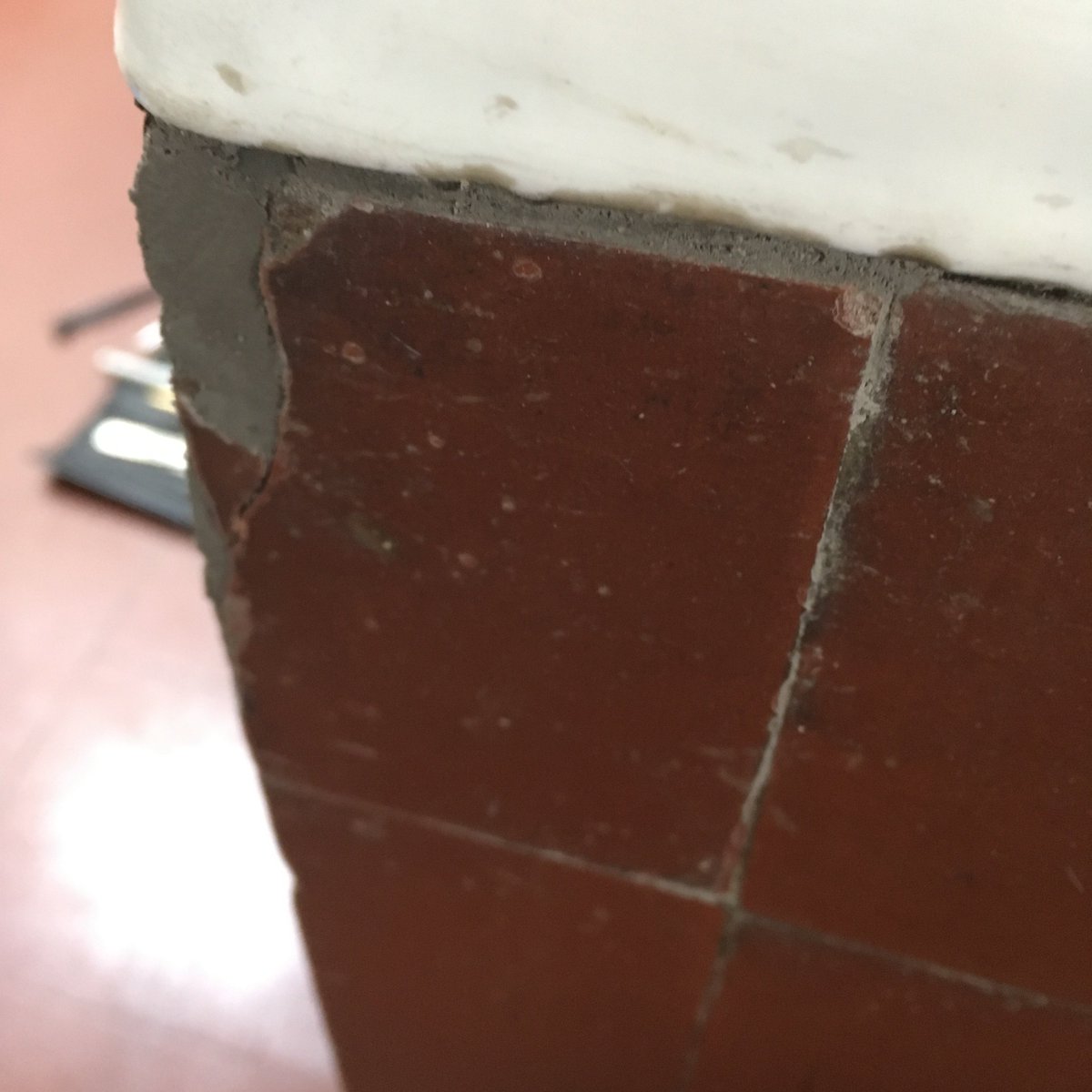 2WillowRoadNT's tweet photo. Some very pleasing work completed on our orignial #30s #accotile this month. Even the smallest pieces saved in our #BitsBox to reinstate. #conservation #bathroomdesign #redtiles https://t.co/DPPTYtmsU4