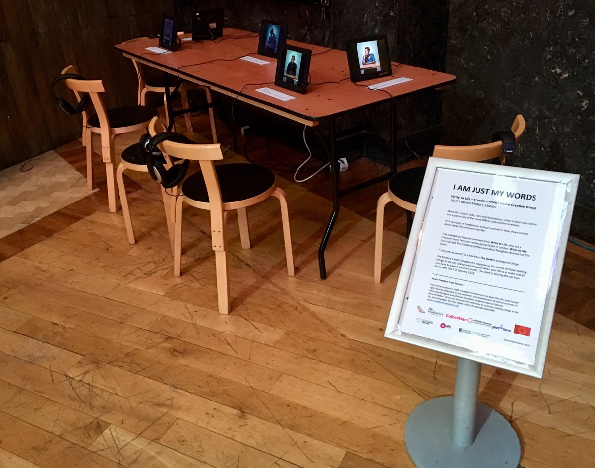 ‘I Am Just My Words’ @FreefromTorture installation all set up ahead of #theclaimshow opening tonight @rxtheatre 
More info ow.ly/txsE30hH4SD