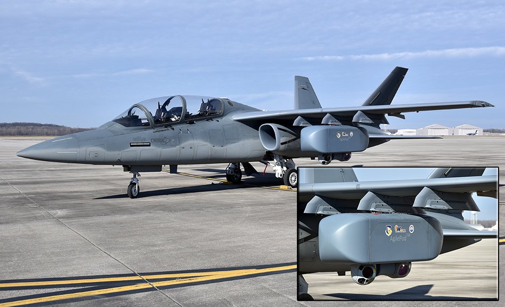AFResearchLab's tweet photo. "We couldn't miss the opportunity to show the #AgilePod's capabilities on a new class of aircraft." @ScorpionJet #innovation #AirPower https://t.co/Y4hdwTtRpg https://t.co/8ikaR37EFM