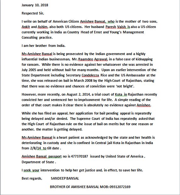 sandeepbansal19's tweet image. Urgent plea for help for US Citizen Amishee Bansal (FEMALE)  (Passport No -- 477370187) in distress in Jail in INDIA,  PL GO THEOUGH THE APPLICATION FOR HELP OF AMISHEE BANSAL TO SAVE HER LIFE AND REPLY US AS SOON AS POSSIBLE