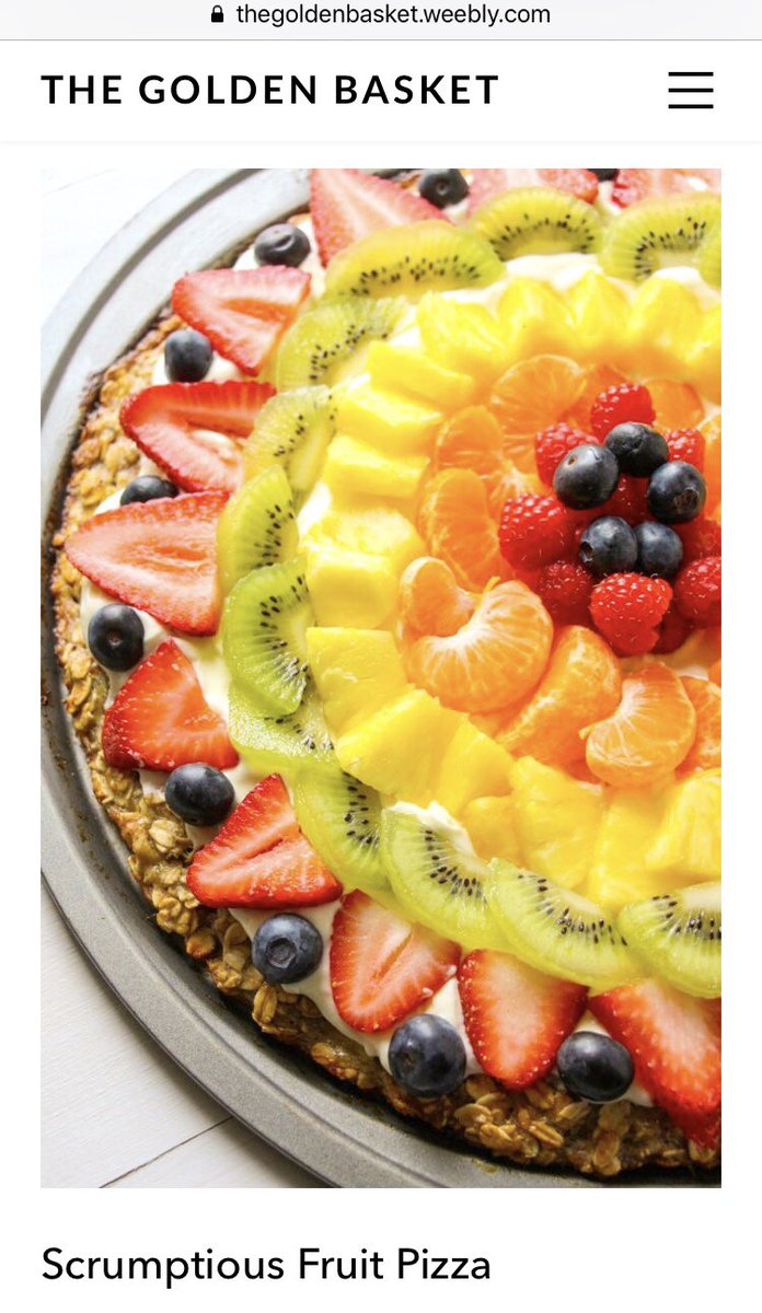 GoldenBasket_'s tweet photo. Check out our fruit pizza recipe on our website: https://t.co/rYDrTsgahN 🍓🍊🍕 #yum #pizza #fruit #eatgolden #healthy #guiltfree https://t.co/XcNnxbHr0L