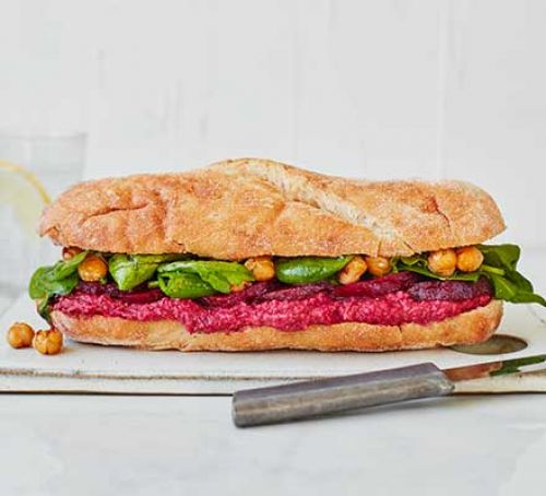 WeHeartBread's tweet photo. Totally ace #vegan sandwich for tomorrow's lunch: beetroot hummus with crispy chickpeas https://t.co/cIu7eAH8yE https://t.co/91EbTc69Ca