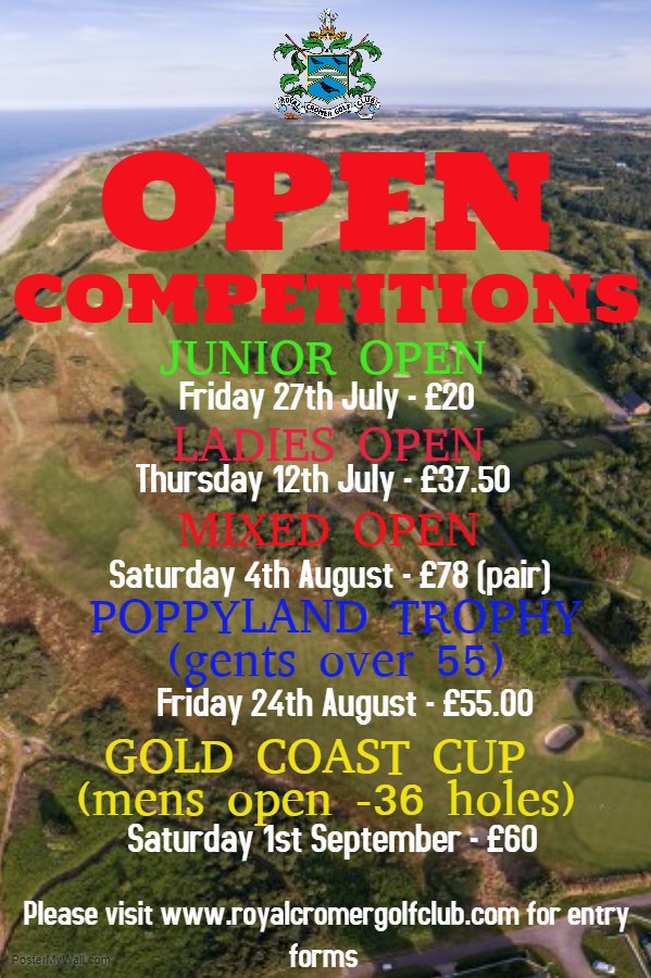 RoyalCromer's tweet photo. Our Open Events for 2018 are now available to enter, for more information please click here.. https://t.co/7SDrbFKyt0 #Clubcomps #northnorfolk https://t.co/VzYOsaXt2B