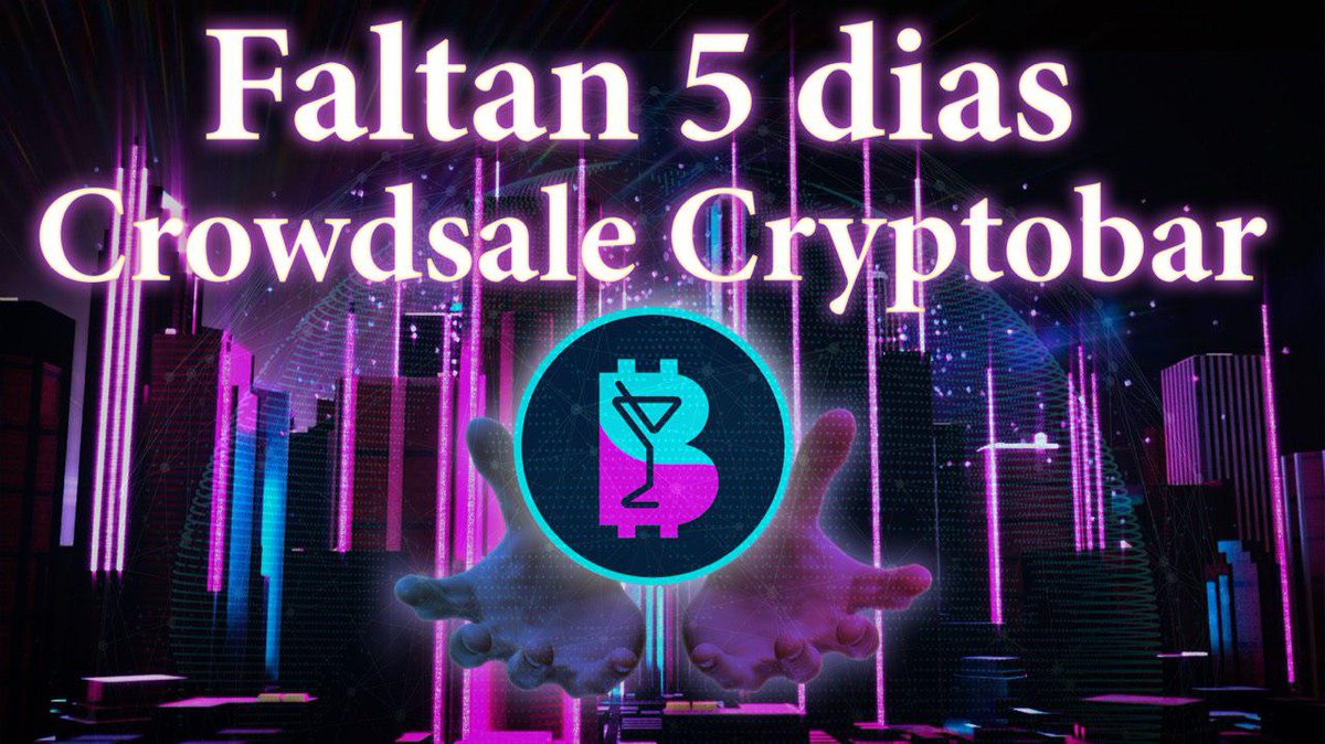 Crypto_bar's tweet photo. Faltan 5 dias para el comienzo de nuestra crowdsale. Siguenos para más información y visita nuestra web en https://t.co/ulpUL8redm https://t.co/QX4IczCO4U