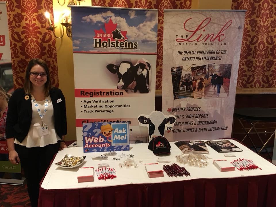 HolsteinCanada's tweet photo. Attending the @DairyOntario AGM? Make sure you stop by the Holstein Canada and @OntHolstein table. Staff from both organizations are on hand to answer any questions you may have. #DFOAGM2018 https://t.co/F8J0claF1c