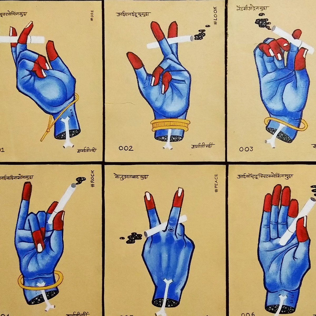 Sharmatinahi's tweet photo. Smoking Mudras. #art #handpainted https://t.co/JfJSFrDmmr