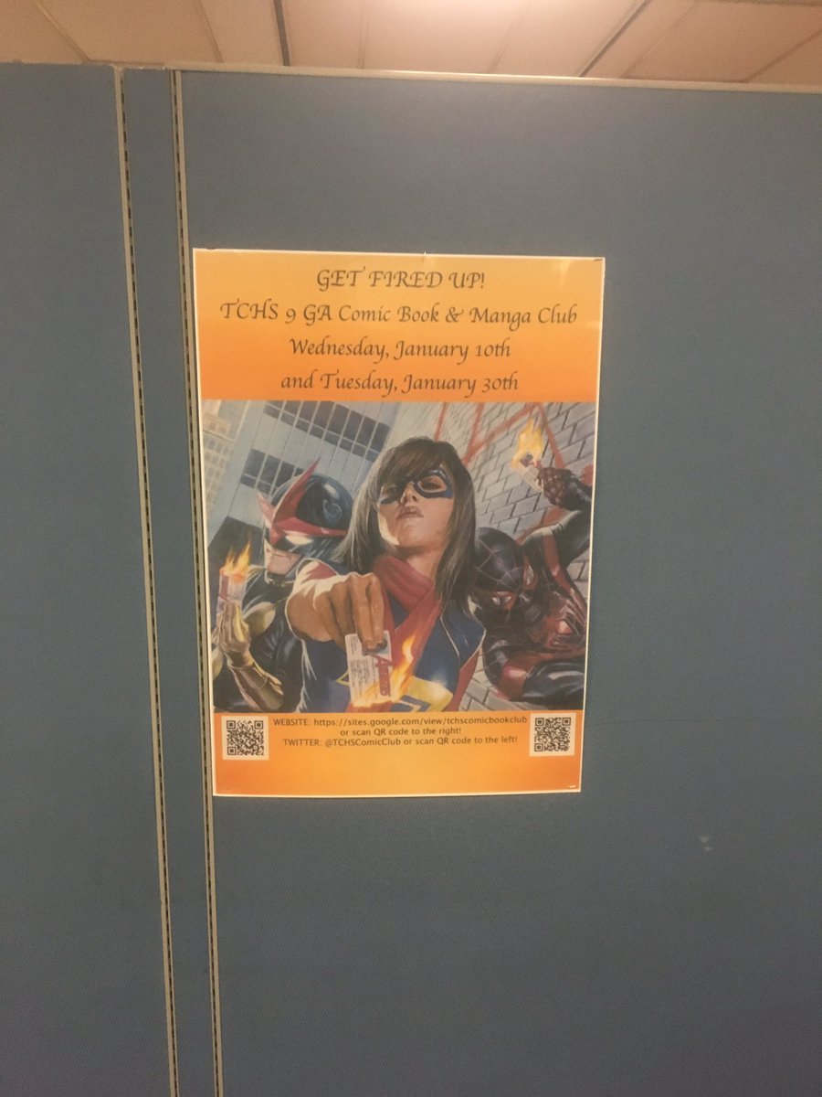 TCHSComicClub's tweet photo. Today is the day! C-5 right after school! #1stmeeting #tchscbmc #expandyourmind #becomeinvincible @GWillowWilson @BRIANMBENDIS @thealexrossart https://t.co/0S0WgNVGuR… #Getfiredup #TrentonNJ https://t.co/mfMQ29RQaP