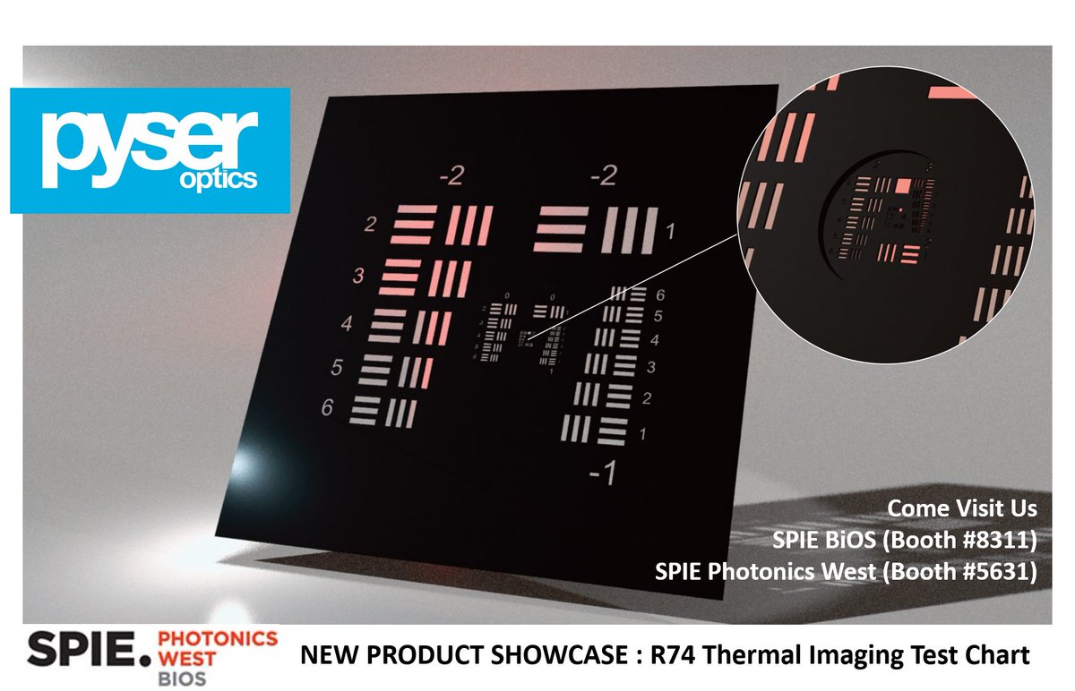 PyserOptics's tweet photo. Pyser Optics is excited to showcase its new Thermal Imaging Test Chart at the #SPIEBiOS & #SPIEPhotonicsWest! Come and meet our expert Neil Blackford in San Francisco the 27Jan-01Feb.
More on our website: https://t.co/myWokirHAU #optics #photonics #resolutionchart #micropattern https://t.co/e9ZhtmSXj9