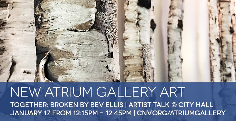 CityOfNorthVan's tweet photo. We've got new art in the #AtriumGallery at City Hall. Stop by Jan 17 for #ArtistTalk w/ Bev Ellis. https://t.co/ZJLCG1QSGB #NorthVan @NVArtsCouncil https://t.co/gjk7qqR029