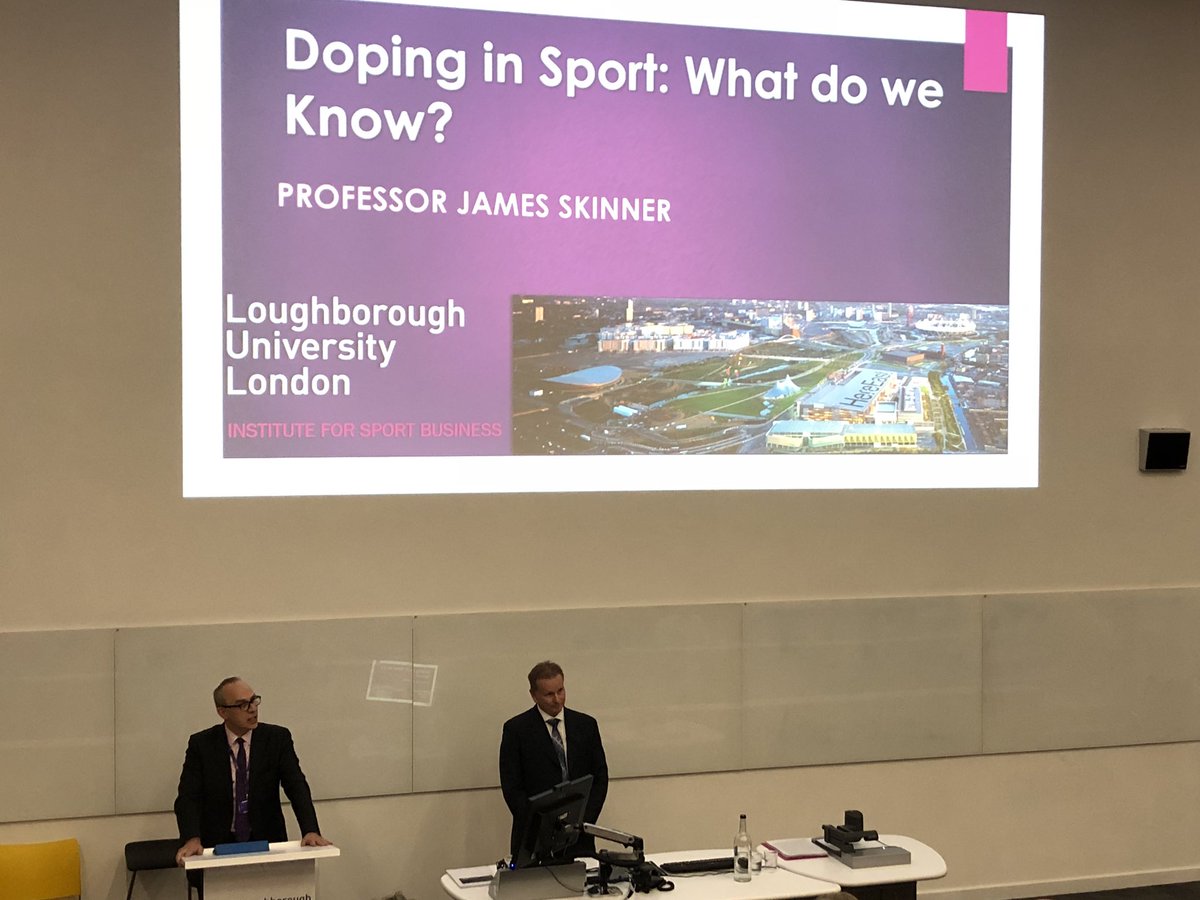 spinaccelerator's tweet photo. Academic lead for @SpinLabLB & @LboroSportBiz Prof #JamesSkinner about to give his inaugural lecture at @lborolondon on #sport #doping - so many people we have to sit in the gods! https://t.co/Q3dpKxC484