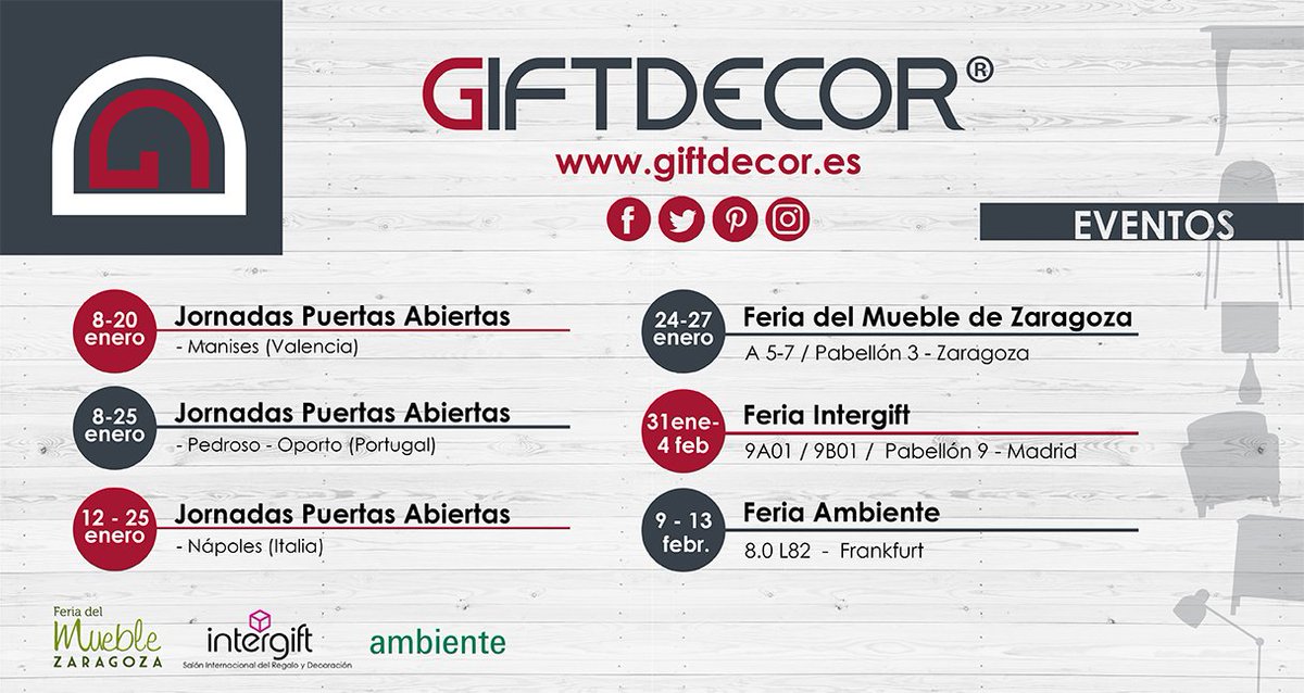 DecorGift's tweet photo. Comenzamos 2018 cargados de novedades y queremos compartirlas contigo. Apúntate a nuestros #eventos, ¡esperamos tu visita!. Más información en el nuevo #post: https://t.co/n43dqpod0q https://t.co/vwVTBnjbAY