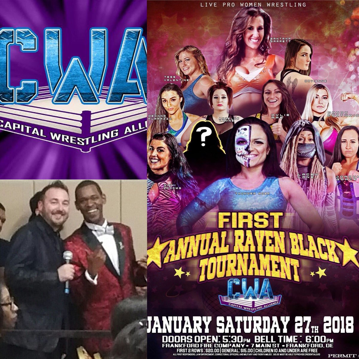 blklkp's tweet photo. “but who’s in charge of the gurls” ?!? #UpcomingEvents #CapitalWrestlingAlliance #FirstAnnualRavenBlackTournament #Fierce #mood #EventsToCheckOut #DLine #LiveProWrestling #Emcee #Host #Correspondents #WOHWednesday #DavidAdamsHere #LarryLegendPresent #TicketsAvailableNow https://t.co/C0zm4GoHmF