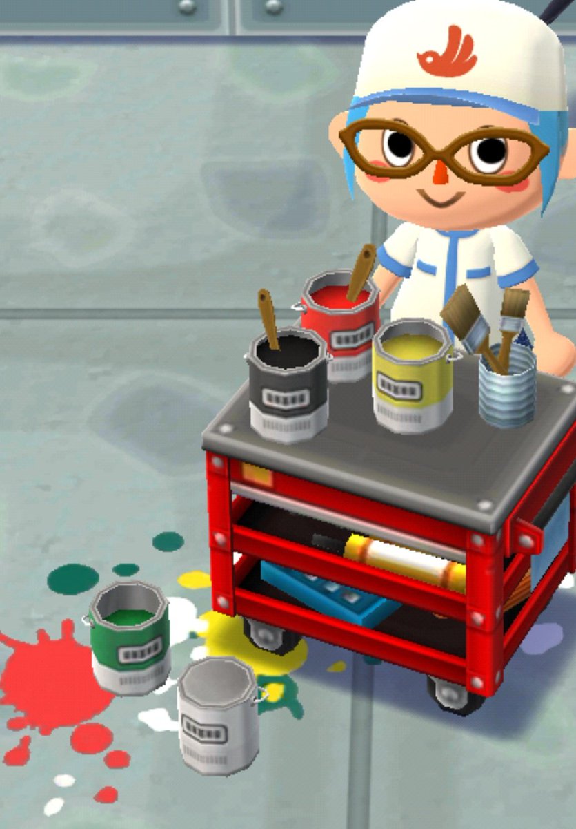 ぽちゃねこ Ny Okモータース こっちの工具棚もいい この辺のペンキやローラーキャビネットもいい あ このツールボックスもいいねえ Okモータースごと全部ください ポケ森 Okモータース