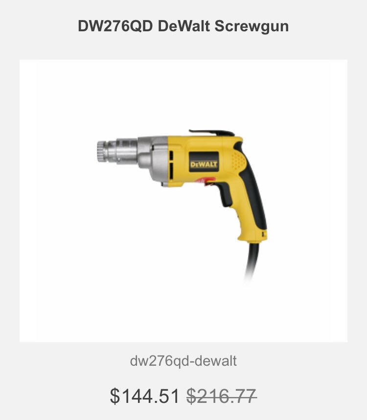 FastenersOnly's tweet photo. We got DeWalt!! Come buy yours today! Sale Price at $144.51! Come Visit our Website! And Give us a Follow on Twitter https://t.co/cgtonmPLN9 #Fasteners #Fastenersonly #SawmillBuildingSystem #homeimprovement #DIY #DeWalt #Screwgun #notcordless https://t.co/zV2DHt1z6H