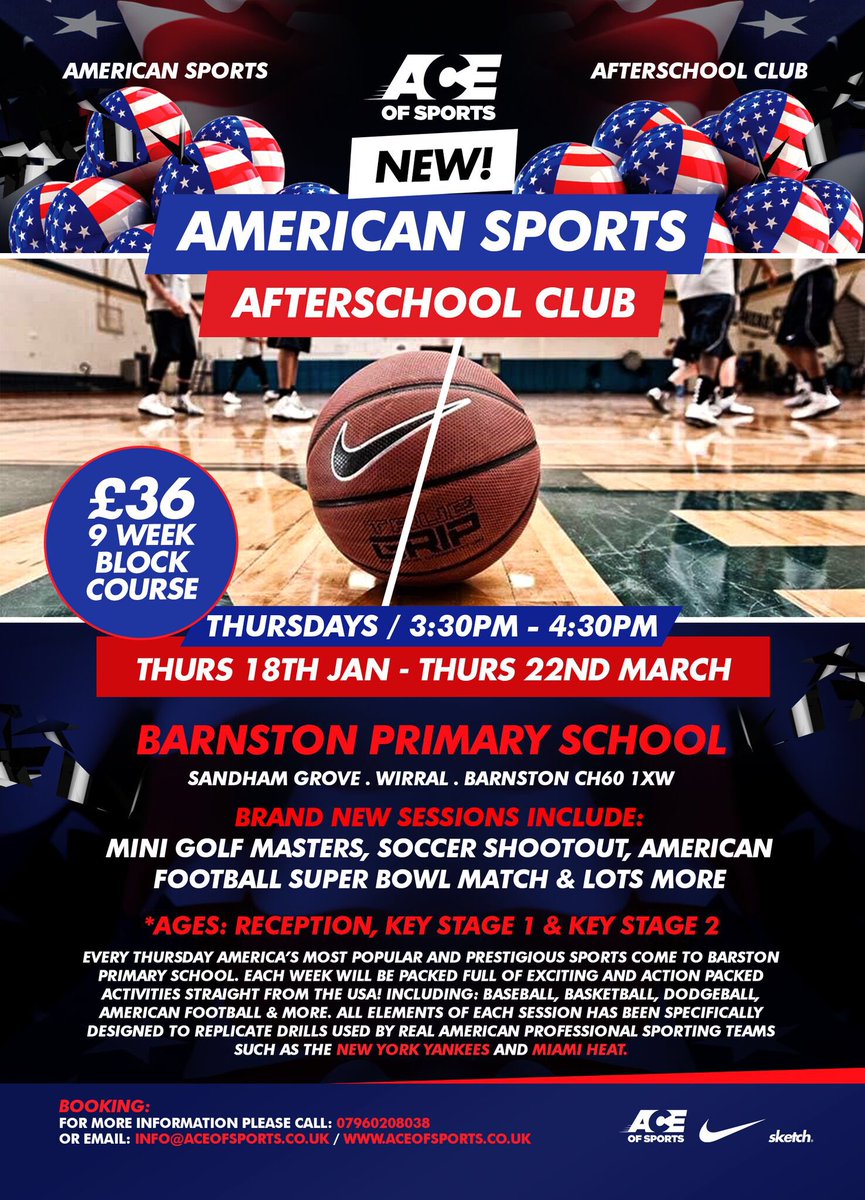 Ace_Of_Sports's tweet photo. THEY ARE BACK!!! Ace Of Sports New Weekly After School Clubs At Barnston Primary Have Officially Been Released Today ♠️🙌🏻👀

Monday - Olympic Gymnastics 🤸🏽‍♂️
Thursday - American Sports 🏈⚾️🇺🇸
Friday - Fitness Fridays 🏃🏻💨 

To Book - https://t.co/d59wuRuqCn 🖥 https://t.co/mc0VgTye3e