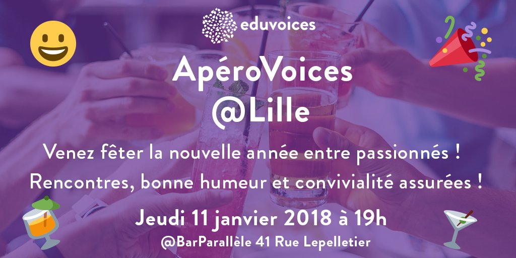eduvoices's tweet photo. Passionnés d' #education et de #edtech retrouvons-nous demain à partir de 19h au Bar Parralèle @lillefrance pour échanger et fêter la nouvelle année dans une ambiance chaleureuse et décontractée cc @Teachersilvert @Sebfranc3459 @michnikg @HallezG @Ptiprince1 @krapu @phvdp 🍻 🎉 https://t.co/bexIqvkPcv