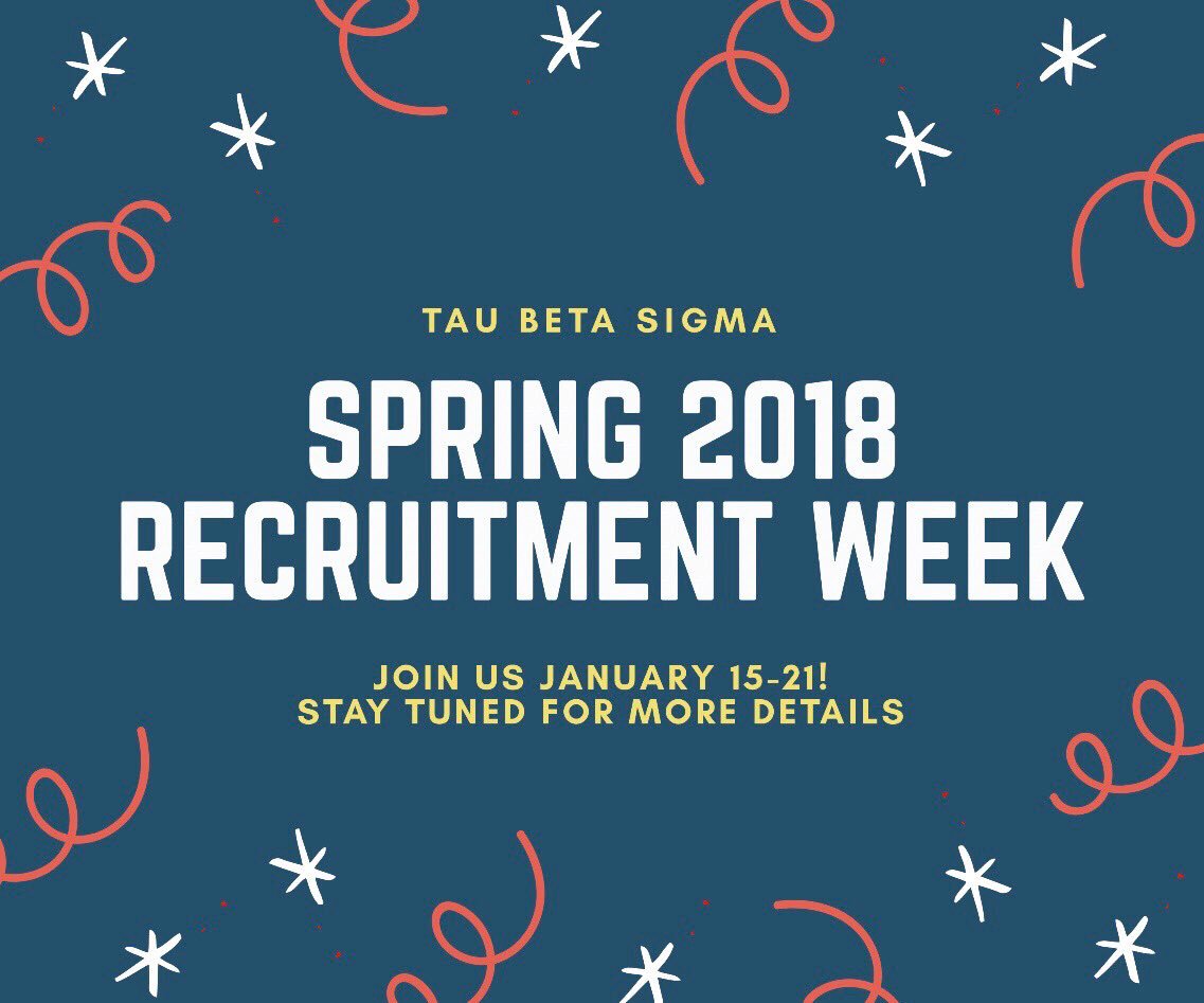 Hello!! Spring recruitment week will be starting next Monday, Jan. 15th. Come and see what we are all about! More details coming soon!