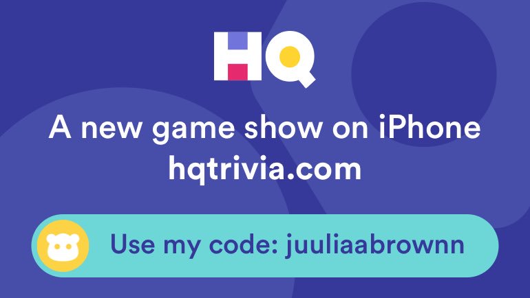 Juuliaabrownn's tweet photo. I’m playing a game called @hqtrivia. You should play too. Use my code ‘juuliaabrownn’ to sign up https://t.co/3gNeYNM1rJ https://t.co/VQqM46v4R8