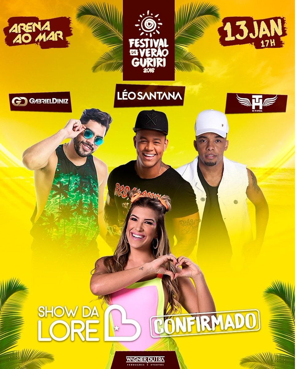 Arenaaomar's tweet photo. Olha quem acabamos de confirmar também no dia 13 de Janeiro @showdalore . Vai ter o Casal juntos Sim.
Sabadão a partir das 17 horas nos vemos na @arenaaomar
#FestivaldeVerãoGuriri #ArenaaoMar #LeoSantana #GabrielDiniz #McTh #ShowdaLore #vamosferveraIlha #WagnerDutraProduções https://t.co/FbPZswbIlw