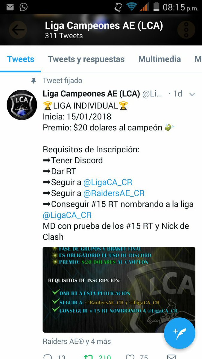 CoscuelprinciCR's tweet photo. Necesito 15 RT para entrar en esta liga individual ayuda x favor 🙏 @LigaCA_CR    @ESTEBAN_CONTROL  @MasterLegends1  @karlitoss__  @CupPlayers https://t.co/l1JkWAZRHO