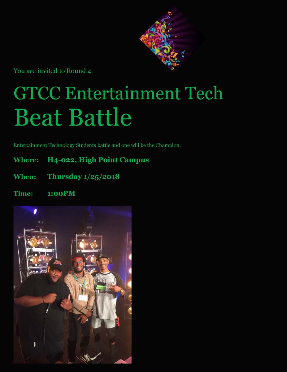 soundgtcc's tweet photo. You are invited to the 4th Entertainment Tech @soundgtcc Beat Battle.
#gtcc #soundgtcc #sound #Beats #ronbarrans #creative https://t.co/al9ZIgmOkb