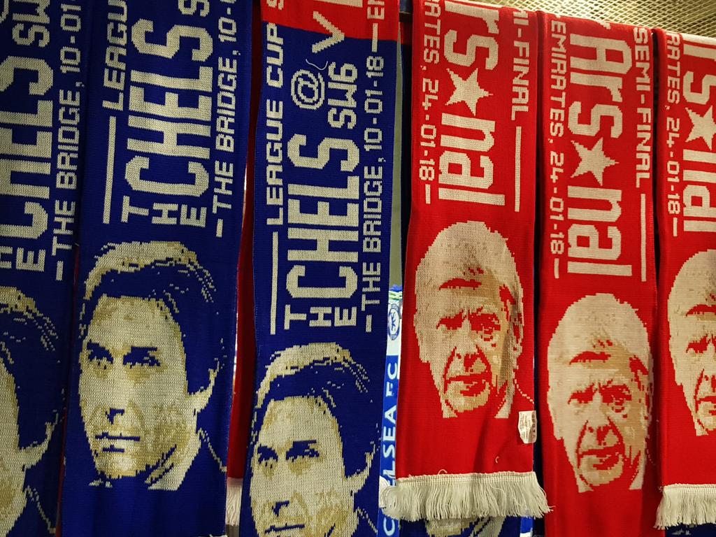 laythy29's tweet image. Half-and-half scarves doing a brisk trade at Stamford Bridge.If you are one of the people that buy these things you need to have a serious look at yourself. If you want a souvenir of a big game buy a programme, fanzine or match-day badge. Not one of these pathetic items
