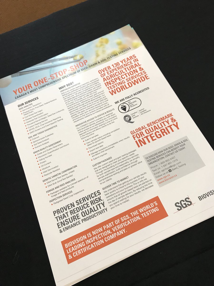 Seed_Testing's tweet photo. Pick up our new #One-Stop-Shop brochure at #AgronomyUpdate18. New services for AG retailers, farmers and agronomists! https://t.co/sWg5hdxNhI