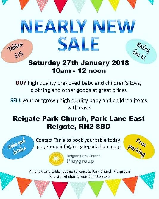 brickybeak's tweet photo. Nearly new sale Saturday 27 January 2018. Book today!!
£15
#reigate #redhill #horley #earlswood #merstham #nearlynewsale #sale #fundraising #cake #tea #coffee #baby #babies #toddler #space #saturday #27january2018 #saturday27january #book #table https://t.co/Djctk4E2U0