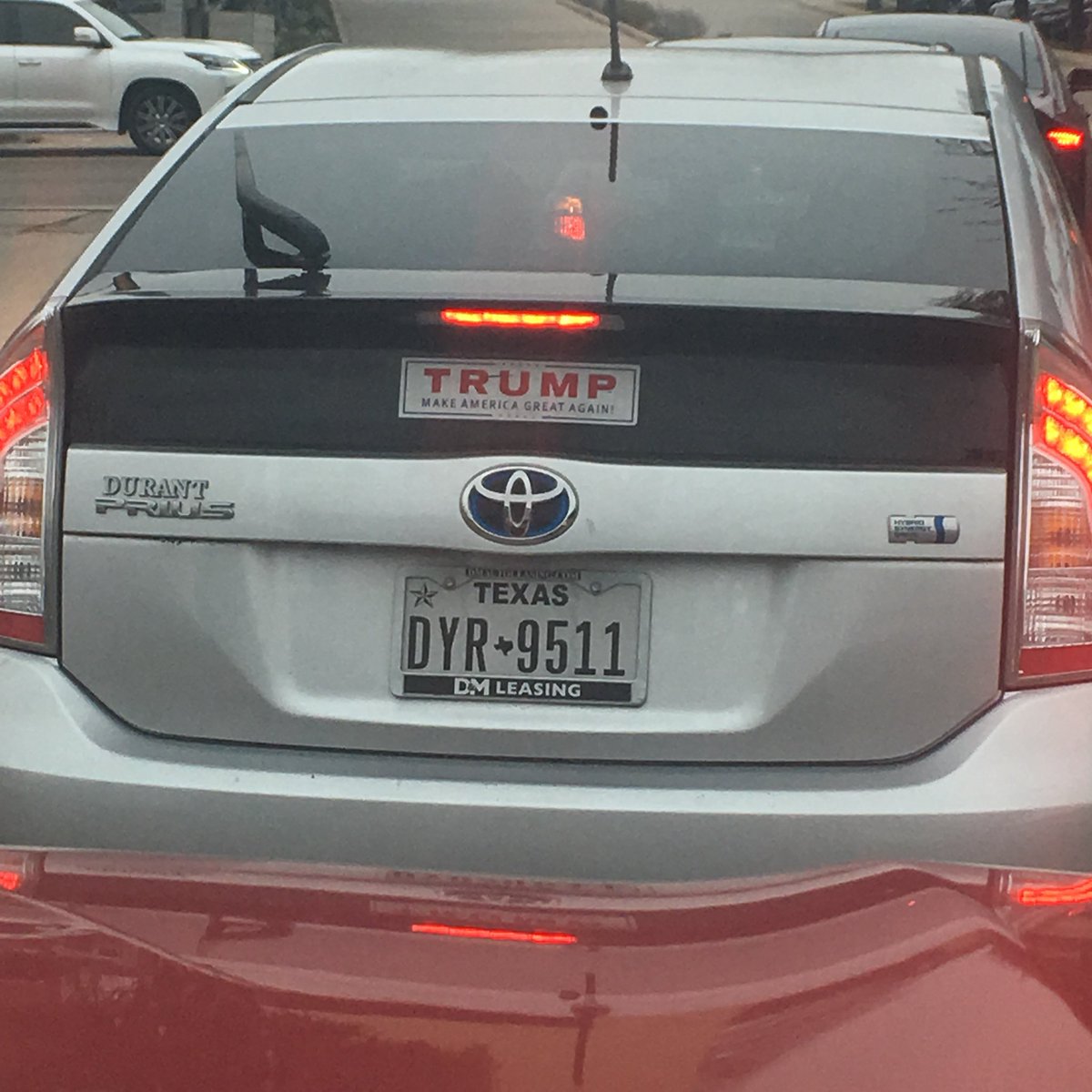 JoshMorphew's tweet photo. Making irony great again #Trump #Prius https://t.co/w9u2tb4SKJ