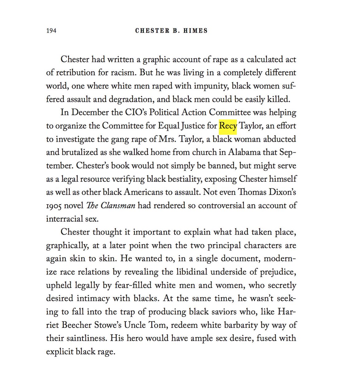 lpjackson7's tweet photo. Recy Taylor, subject of @Oprah Golden Globes speech, mentioned in Chester B. Himes: A Biography https://t.co/oPSfX2mOor #RecyTaylor #OprahWinfrey #Goldenglobes https://t.co/XBnn8EJtEn