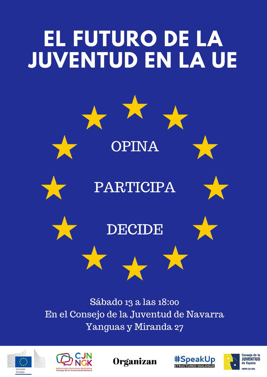 ConseJuvNA's tweet photo. ¿Quieres que tu voz sea escuchada en #Europa? Participa este sábado en la consulta de @DENavarra_ https://t.co/duOU1t3oq4