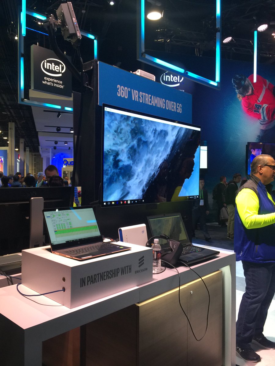 EricssonNA's tweet photo. Bye, bye buffering! Immerse yourself into 360 video content via a #VR headset, powered by @ericsson's #5G connection. Our partners at @Intel are showing it off in Booth #10048 of the #5G zone of #CES2018! https://t.co/d5vOrIzkPR https://t.co/37yv41Vqyp