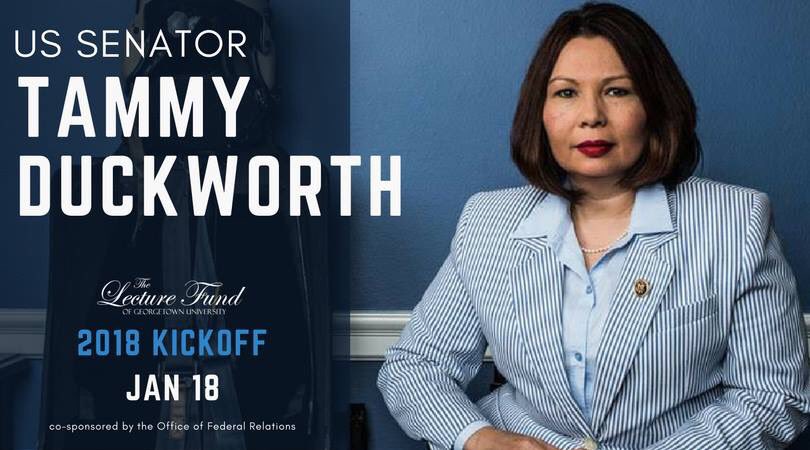 GU Lecture Fund (@gulecturefund) on Twitter photo The Lecture Fund is proud to be hosting <a href="/SenDuckworth/">Tammy Duckworth</a> at <a href="/Georgetown/">Georgetown University</a> for a lecture on “The Rush to War on the Korean Peninsula and Recalibrating Congressional War Powers.”
More details at facebook.com/events/3387137… The Lecture Fund is proud to be hosting <a href="/SenDuckworth/">Tammy Duckworth</a> at <a href="/Georgetown/">Georgetown University</a> for a lecture on “The Rush to War on the Korean Peninsula and Recalibrating Congressional War Powers.”
More details at facebook.com/events/3387137…