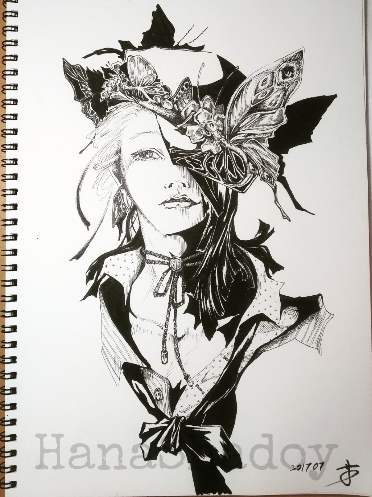 Hana K Al Twitter 掛け違える蝶の帽子 To Butterflies Up Wrong イラスト ボールペン画 絵描き ペン画 アナログイラスト 少年 蝶 T Co Vgzgqytgak Twitter