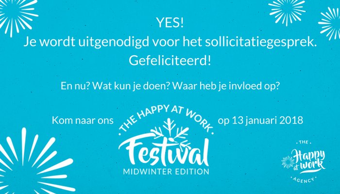 Hoe zorg je ervoor dat je zo relaxed mogelijk je sollicitatiegesprek kunt voeren? 
Mijn collega bij The Happy at Work Agency Ingrid leert je hoe in de workshop ‘Ontspannen solliciteren’ 13 januari: happyatworkfestival.nl  #werkzoekend #solliciteren