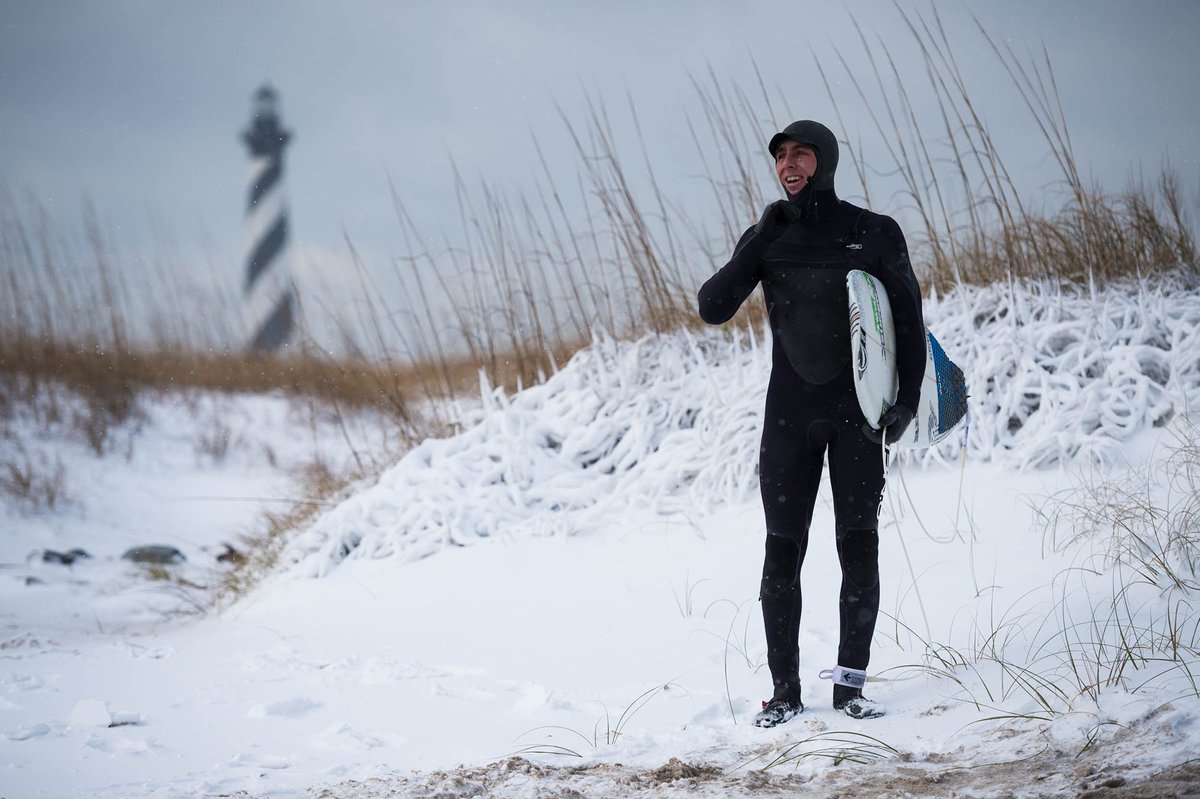 Catching up with <a href="/BrettBarley/">Brett Barley</a> on surfing Winter Storm Grayson in the Outer Banks. Here: srfer.co/bravingtheelem…. #SURFERphotos