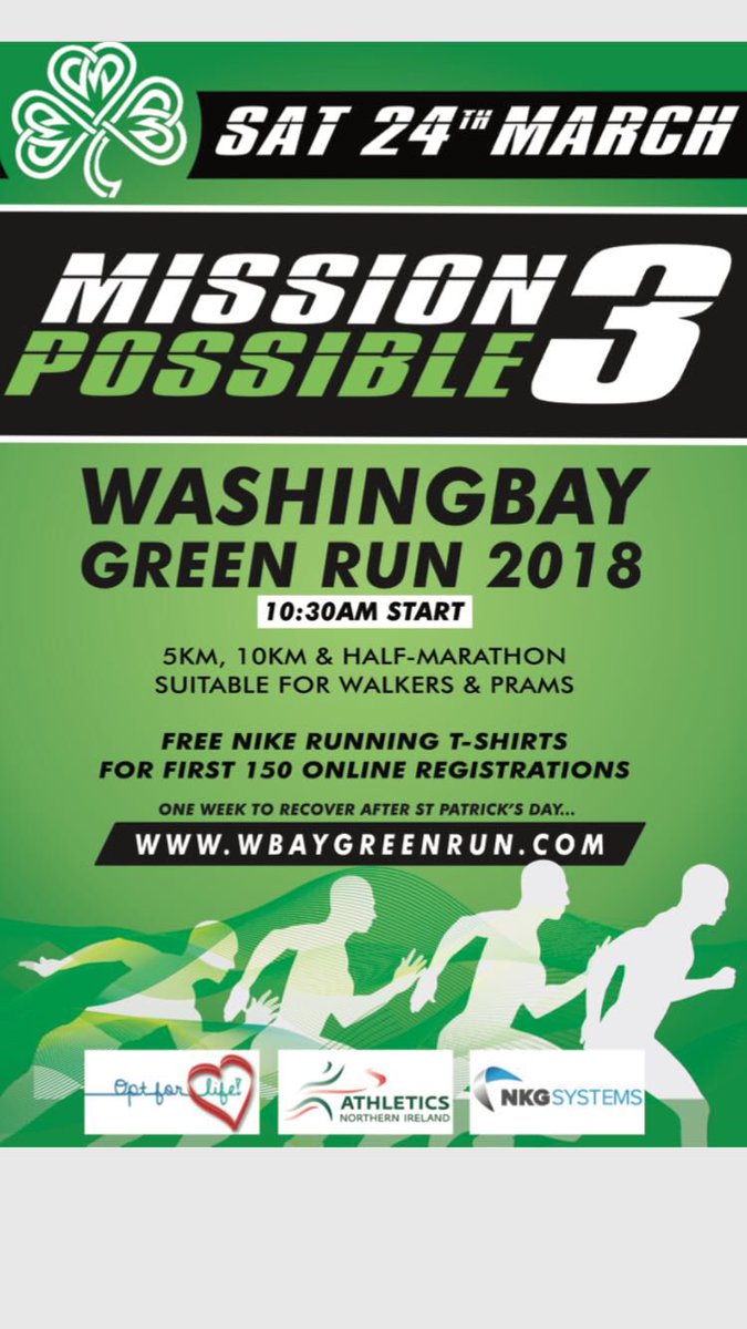 wbaygreenrun's tweet photo. We are back!! 
This year bringing you ‘Mission Possible 3’ 
Sign up today and get your free running T-shirt (limited to first 150 registrations) @downsandproud @JoeBrolly1993 https://t.co/Fp9ntD9ZbS