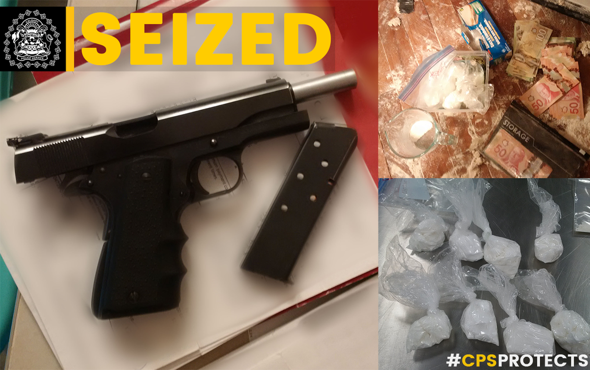 CalgaryPolice's tweet photo. Thanks to a call from CFD, a drug production lab has been shuttered by our Strategic Enforcement Team.
A loaded handgun & illegal drugs worth $283,000 were taken off #Calgary streets. 5 people now face multiple charges.
#CPSprotects
https://t.co/RbwXvKDZel https://t.co/o9DC6QwCbu
