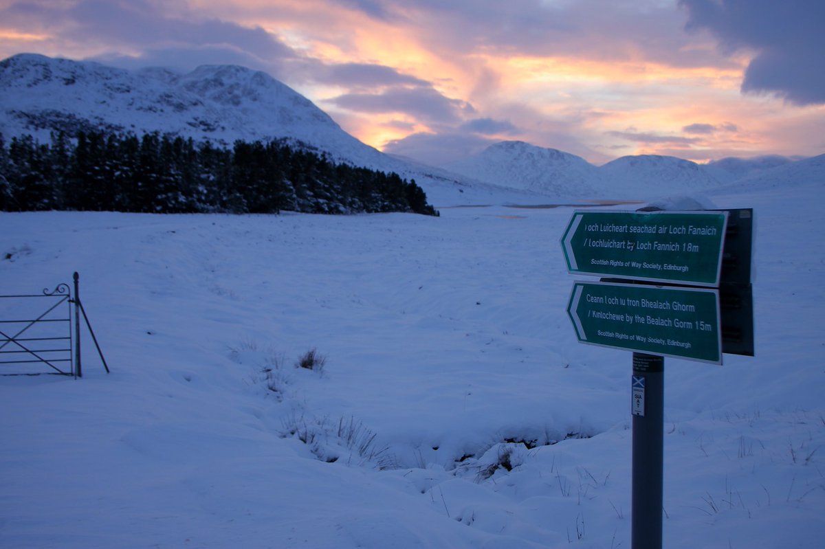 Become_PT's tweet photo. @VisitScotland A snowy track into the Fisherfields at sunset and the pups posing in front of Sail Mhor and An Teallach. https://t.co/435fnsn7d6