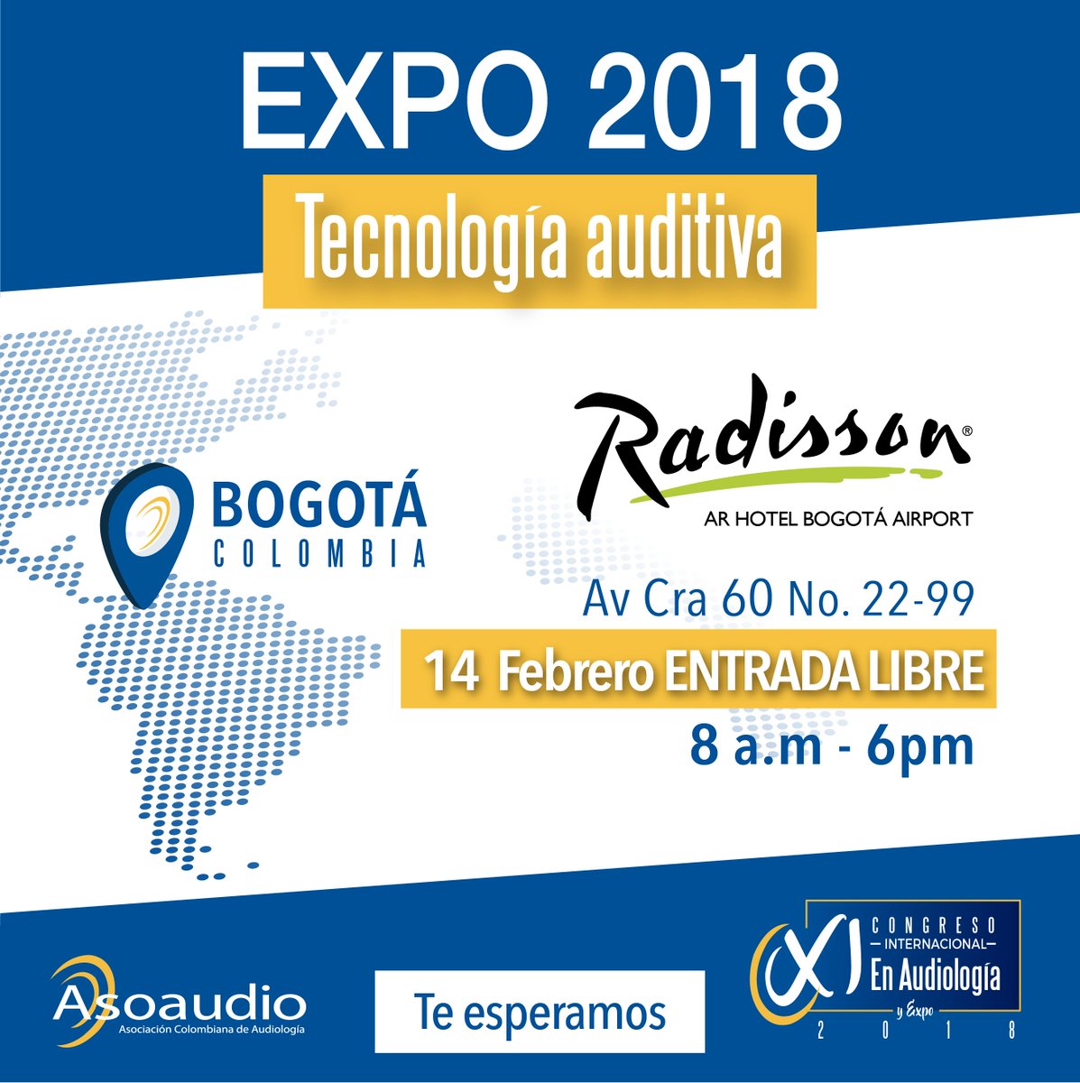 EXPO 2018 Tecnología Auditiva, 14 de febrero ENTRADA LIBRE, te esperamos, más información (571) 616 8337 evento@asoaudio.org.co #audiología #yosoyasoaudio #audiología #EXPO #2018