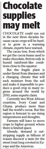 IzzyJRob's tweet photo. Let's hope Donald Trump is a chocolate lover, maybe then he will finally take some positive action on climate change. #GlobalWarming #Deforestation https://t.co/5qV1GO1Nlm
