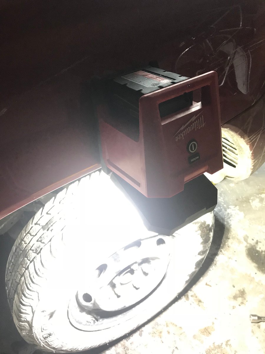 ToolBarn's tweet photo. Gotta love catching nails in the parking lot. 🙄🙄 But good news - The Milwaukee 18v Rover will mount magnetically right on the side of your truck so you can see what you’re doing! https://t.co/BCoPkmfn0G