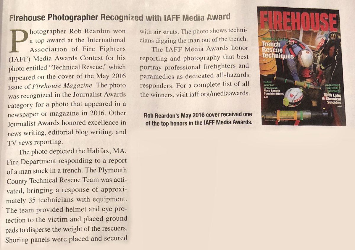 chiefreardon's tweet photo. Got a nice write up in this months @FirehouseNews Firehouse Magazine for winning 1st place in the @IAFFNewsDesk National photo contest. #photography https://t.co/ZI36I8iSEK