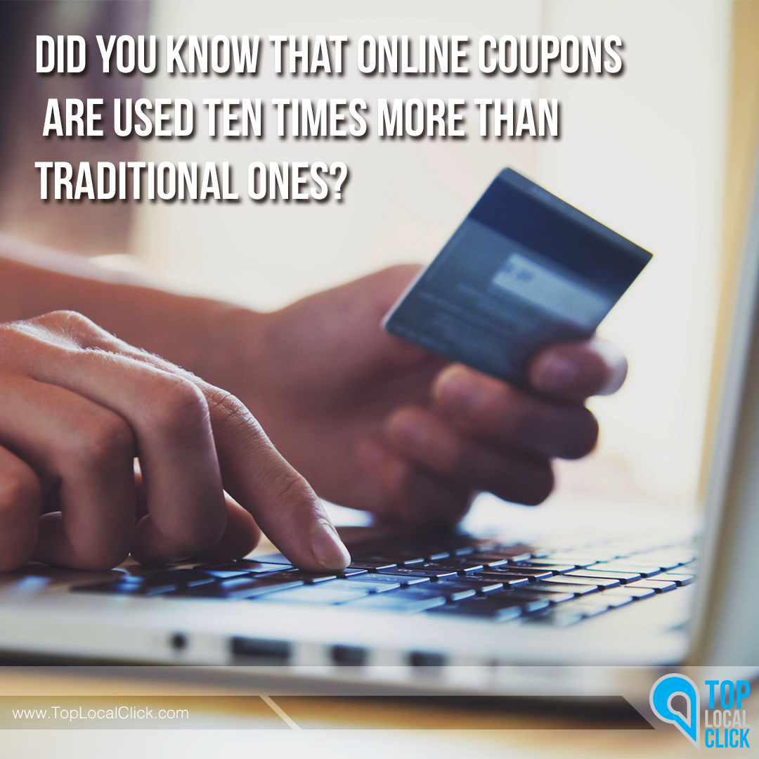 TopLocalClick's tweet photo. 😮 Did you know that online coupons are ten times more used than traditional ones? 😮 Keep them in mind to get benefits for your business. 😉 #TopLocalClick #Marketing #DigitalMarketing #Business #SantaAna https://t.co/onW9oGeaNz