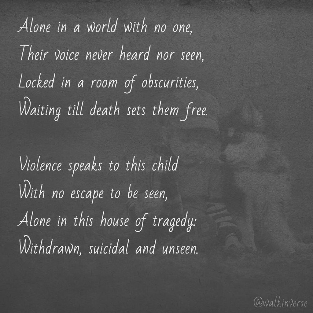 WIVReports's tweet photo. They didn’t have a choice, we forced one on them.
.
https://t.co/tdYu1CM7Nm
.
from the poem: A Child Alone .
.
.
#walkinverse
#poetry #words #creativewriting
#igpoetry #igpoets #writerscorner #poemsofig #writinglove #writing #poetrygram #poems #poemsof… https://t.co/hTXuHI8Um2 https://t.co/giqbTn4EPH