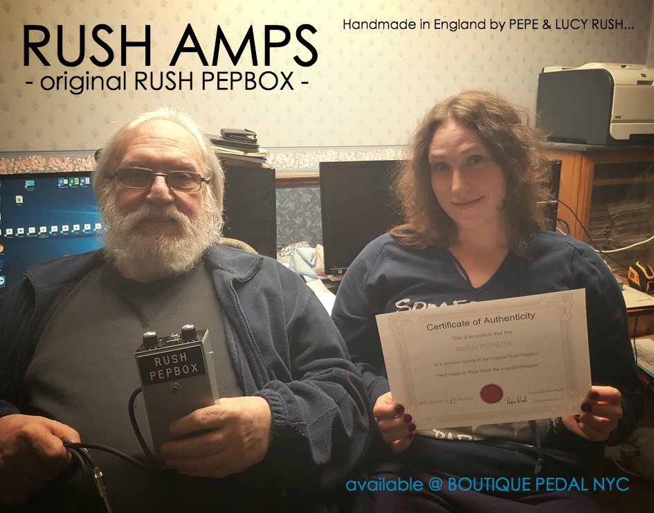 boutiquepedalny's tweet photo. 🇬🇧イングランドからこんにちは!
Original PepBox Fuzzのデザイナー、Rush AmpのPEPE RUSHと娘さんのLUCY RUSHさんで〜す...
#rush #Pepbox #fuzz #オリジナル #ブリティッシュ #ファズ #madeinengland
https://t.co/iwo9ljRW0B @pepe_rush https://t.co/dj4RqUH7g0