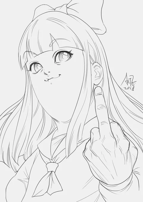 Doodling in class. This anime is weird. #popteamepic #pipimi 